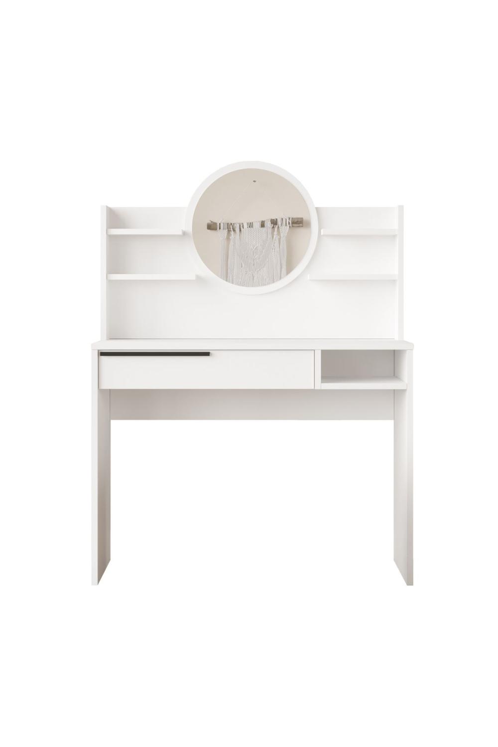 Bohème Makyaj Table 100cm Avec miroir À étagères Avec tiroirs Blanc BOH28-W