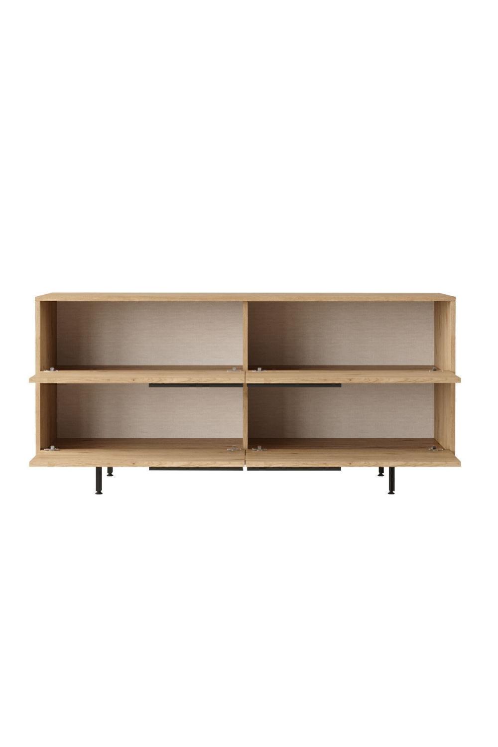 Buffet Bohem 160 cm avec 4 Portes, Pieds Métalliques – Finition Panier (Aspect Jute) BOH3-S