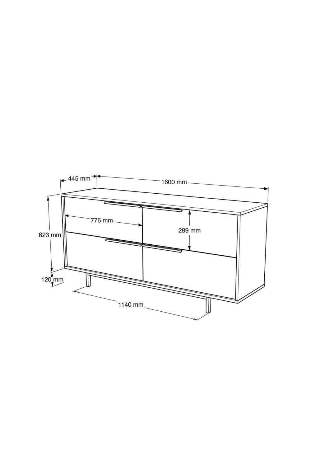 Buffet Bohem 160 cm avec 4 Portes, Pieds Métalliques – Finition Panier (Aspect Jute) BOH3-S