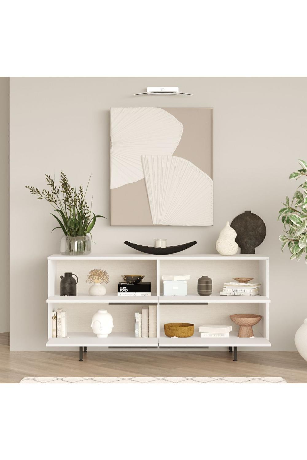 Buffet Bohem 160 cm avec 4 Portes, Pieds Métalliques – Blanc BOH3-W