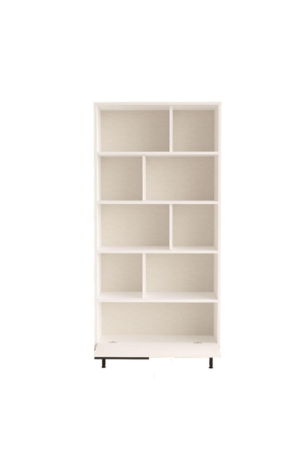 Bibliothèque Bohem avec Étagères et Porte, Pieds Métalliques – 176 cm Blanc BOH4-W