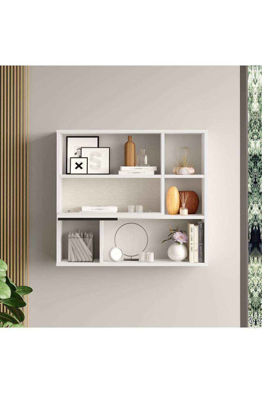 Étagère Murale / Bibliothèque Bohem avec Porte – Blanc BOH5-W