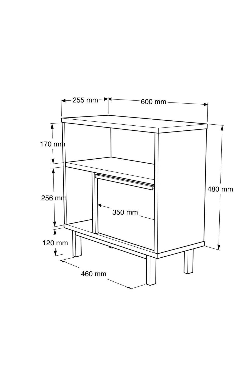 Table d’Appoint / Table de Chevet Bohem avec Porte, Pieds Métalliques – Blanc BOH6-W