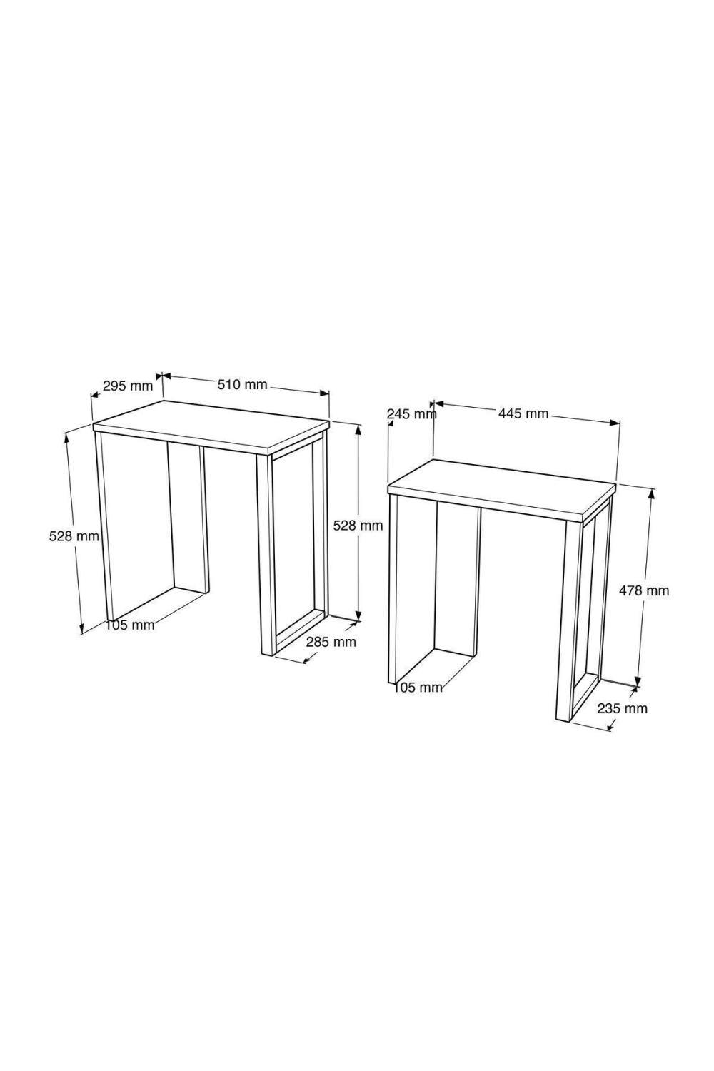 Set de Tables Gigognes Bohem (2 Pièces), Tables d’Appoint avec Pieds Métalliques – Finition Panier (Aspect Jute) BOH7-S