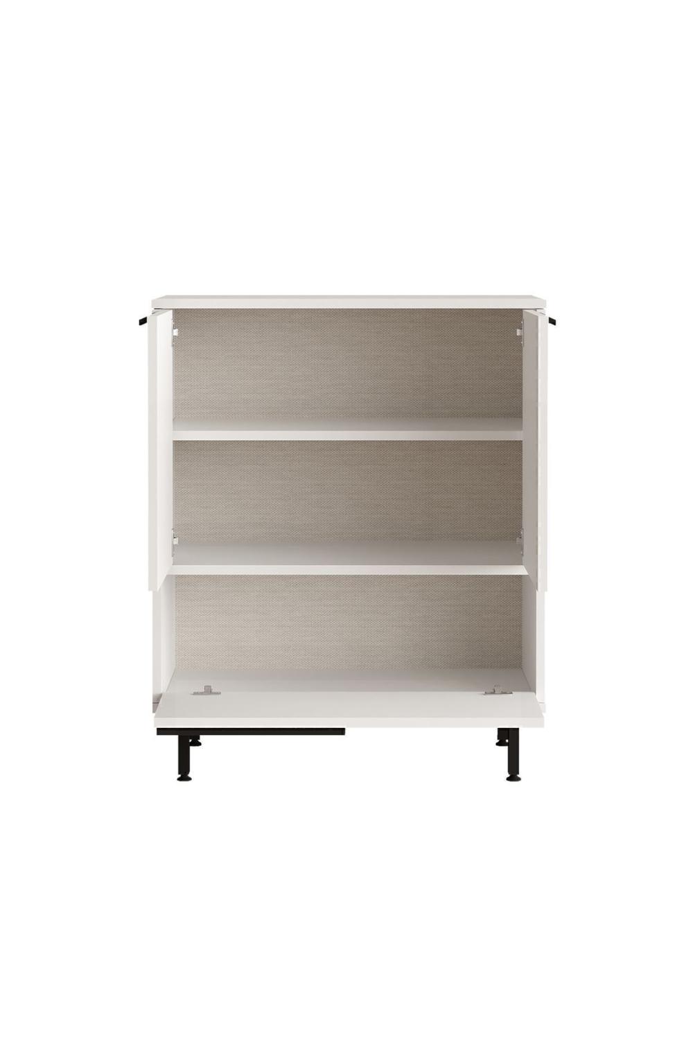 Meuble de Cuisine Bohem avec Espace Micro-ondes, 3 Portes, Pieds Métalliques – Blanc BOH8A-W