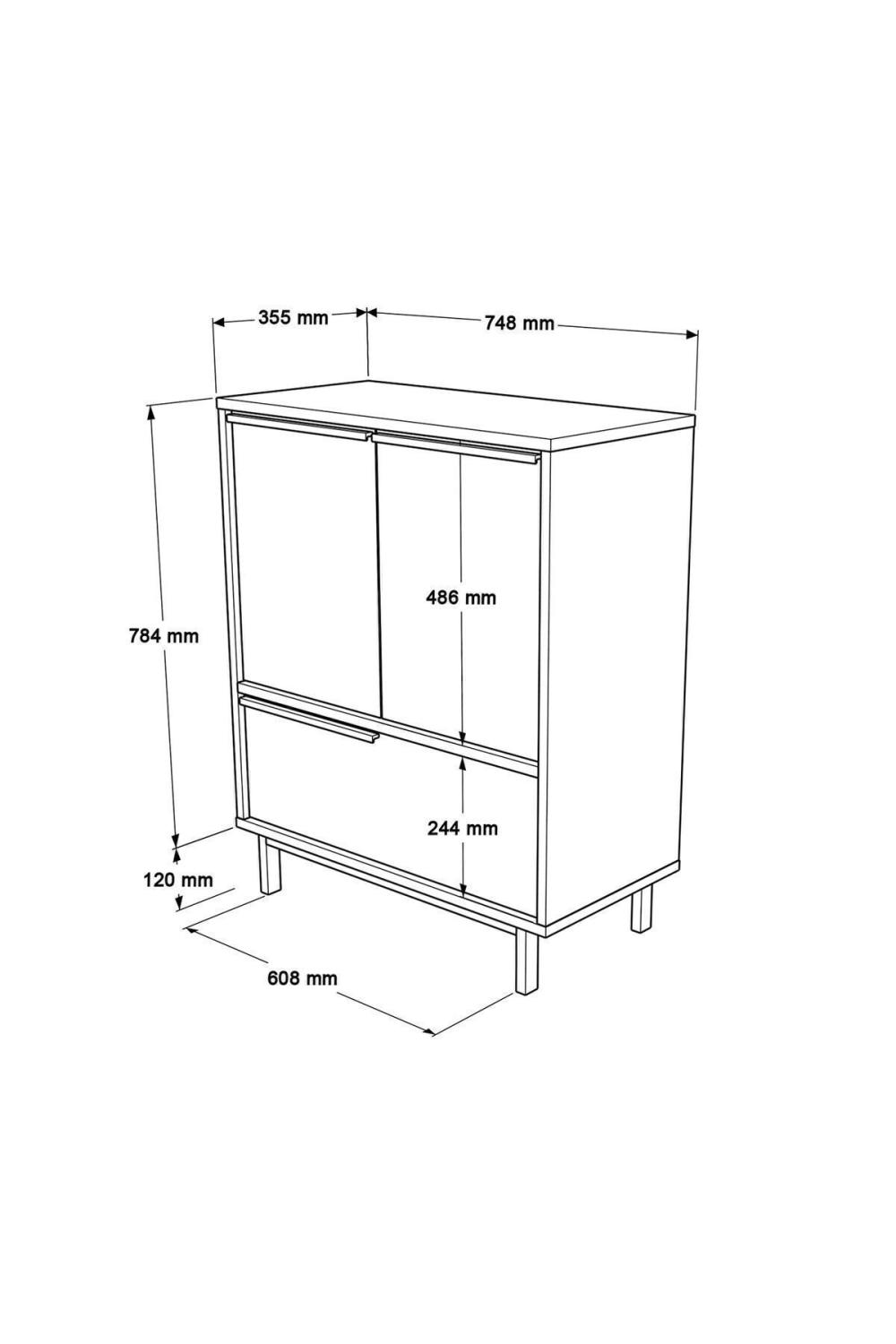 Meuble de Cuisine Bohem avec Espace Micro-ondes, 3 Portes, Pieds Métalliques – Blanc BOH8A-W
