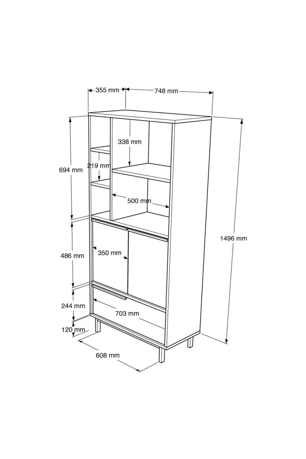 Bohème Cuisine Kiler Armoire Mikrodalga 3 Avec portes À étagères Métal Sur pieds Panier BOH9A-S