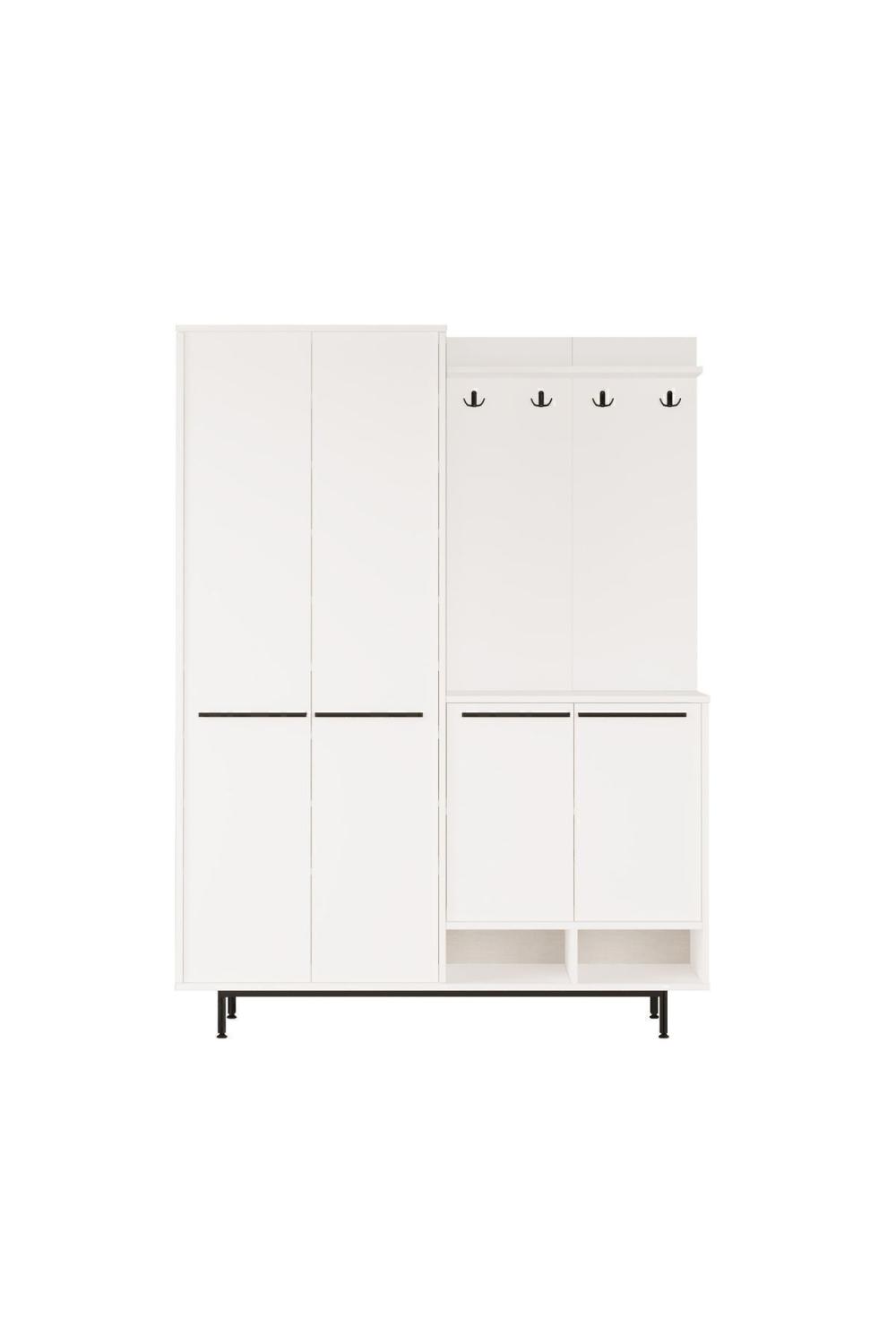Carmen Portemanteau Vestiaire Meuble à chaussures Métal Sur pieds Blanc CAR1-W