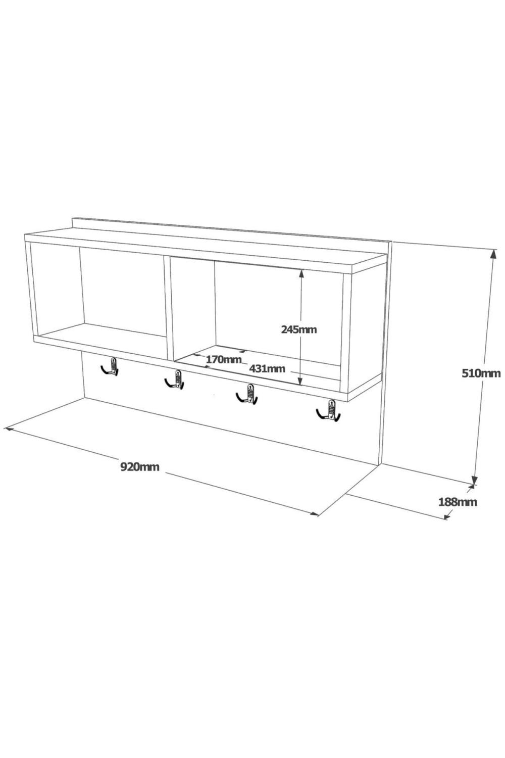 Porte-Vêtements Cherwell avec Étagères, 92 cm – Finition Béton & Bronze CHE1-GP