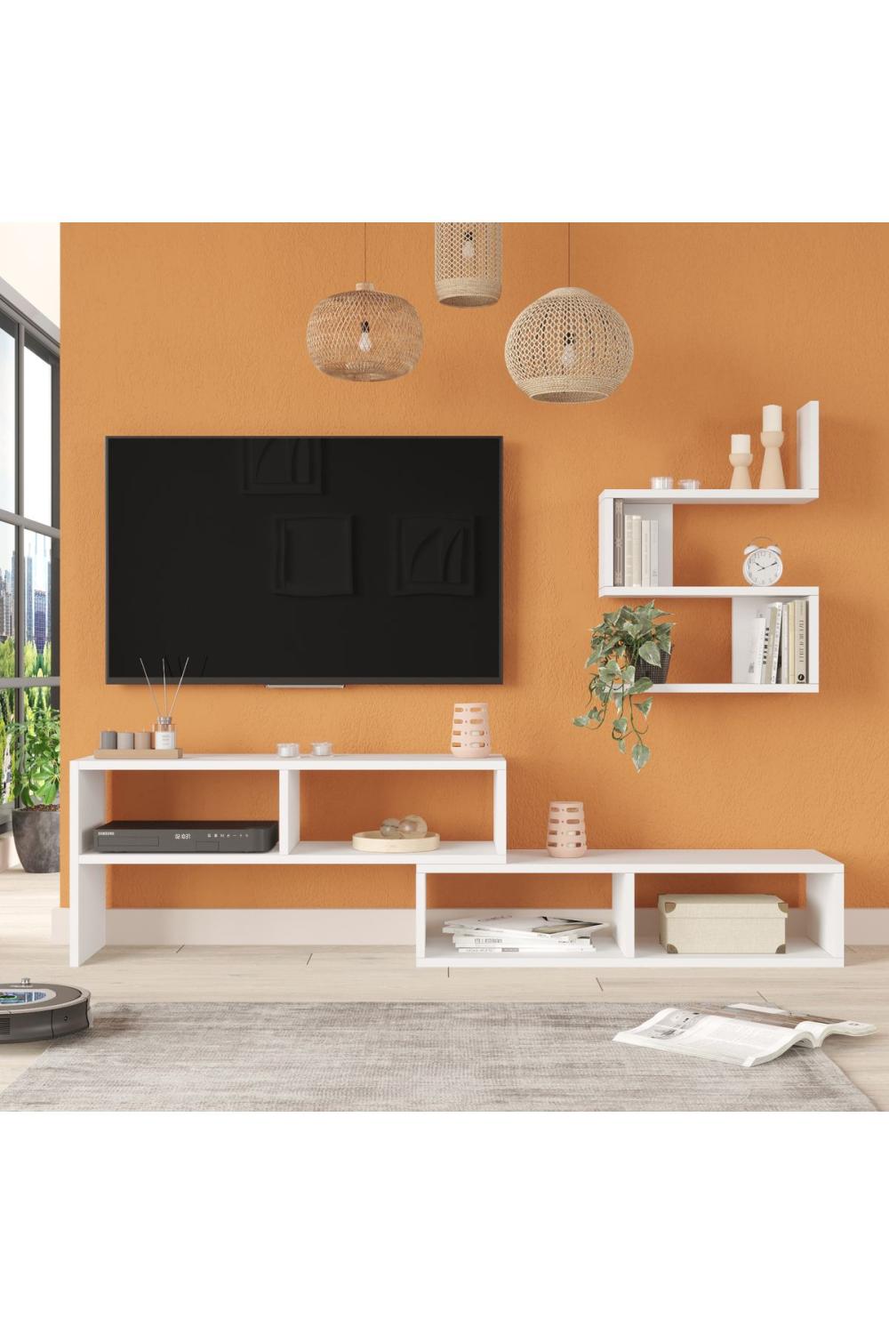 Dore Meuble TV Tv Table basse À étagères Blanc DOR1-W