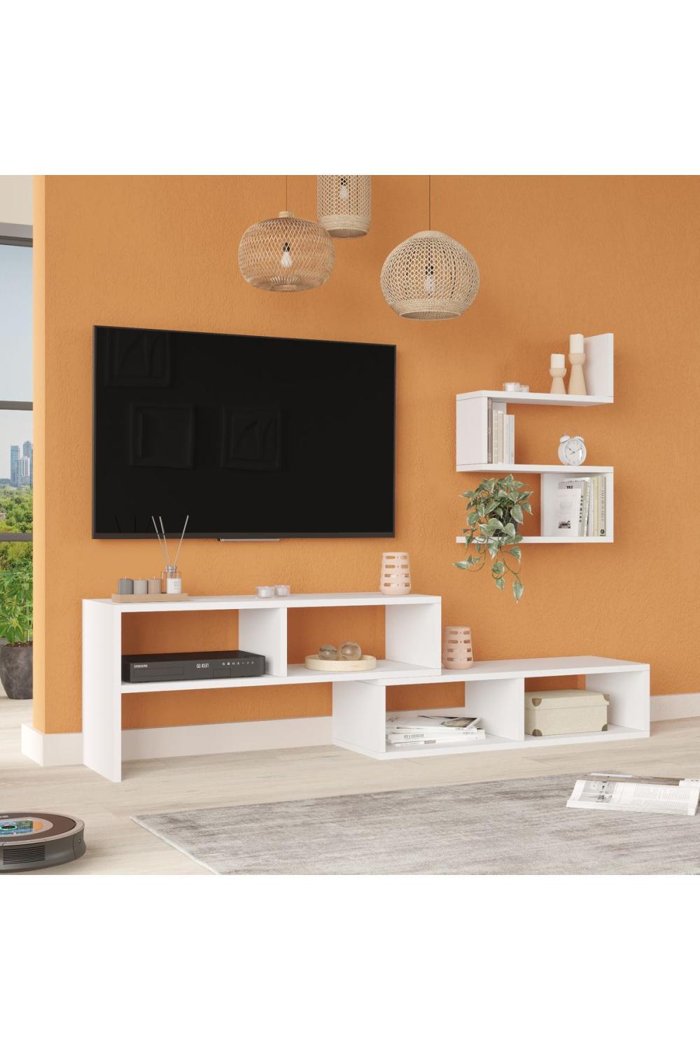 Dore Meuble TV Tv Table basse À étagères Blanc DOR1-W