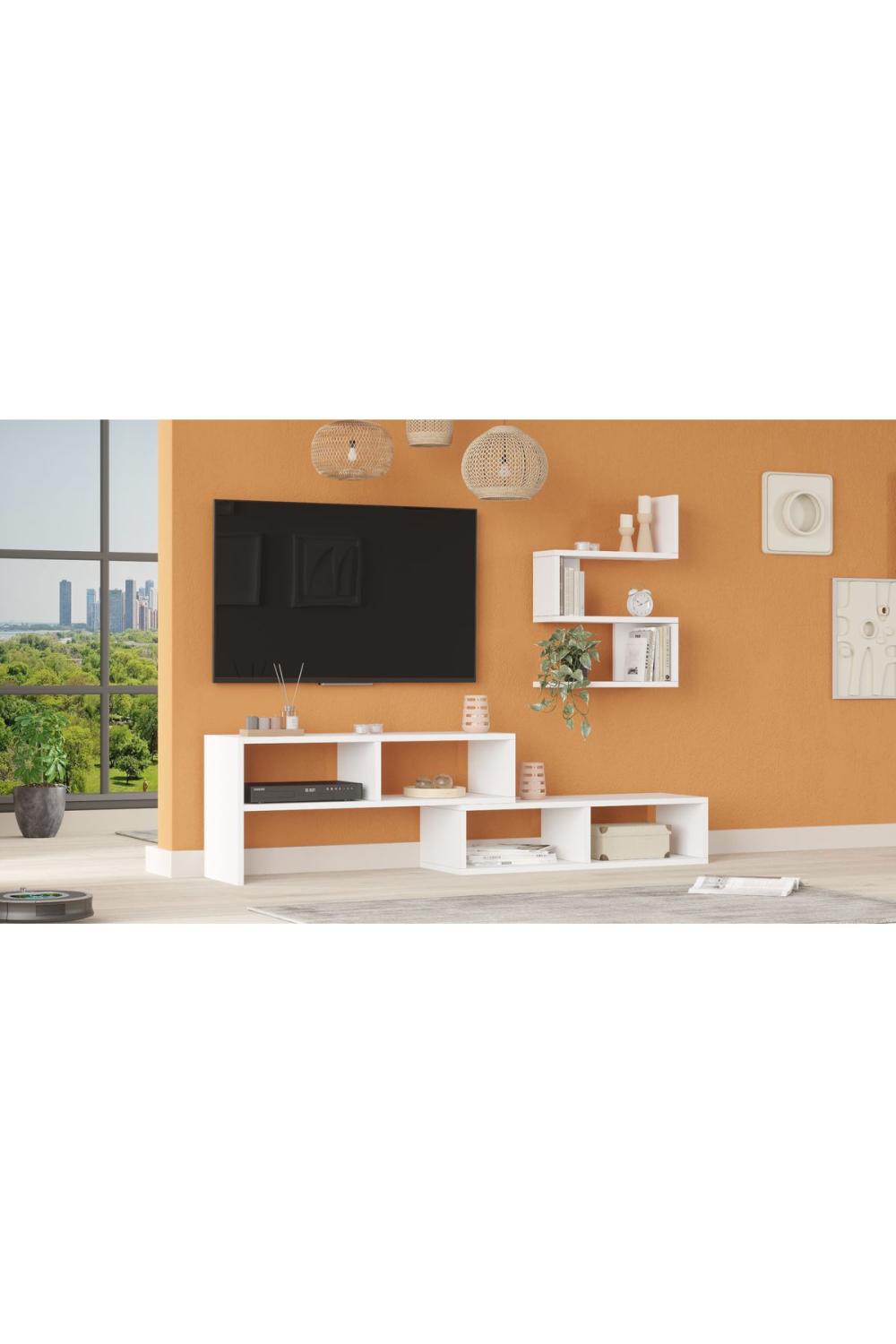 Dore Meuble TV Tv Table basse À étagères Blanc DOR1-W