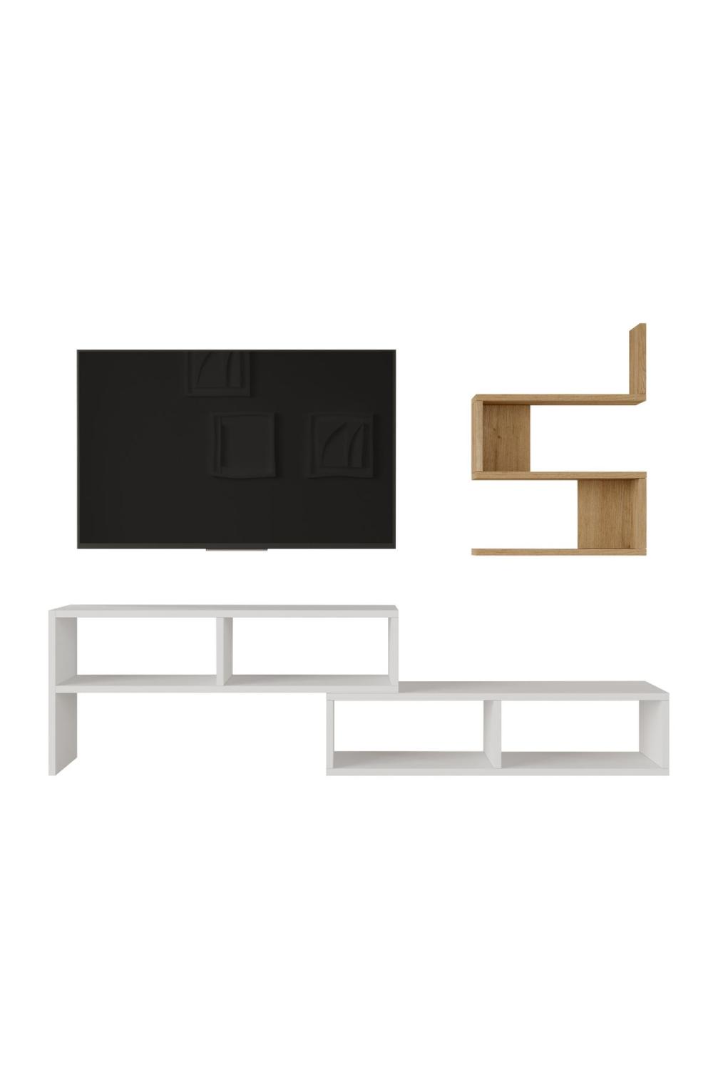 Dore Meuble TV Tv Table basse À étagères Blanc-Panier DOR1-WS