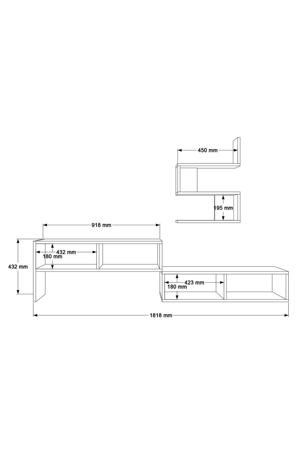 Dore Meuble TV Tv Table basse À étagères Blanc-Panier DOR1-WS