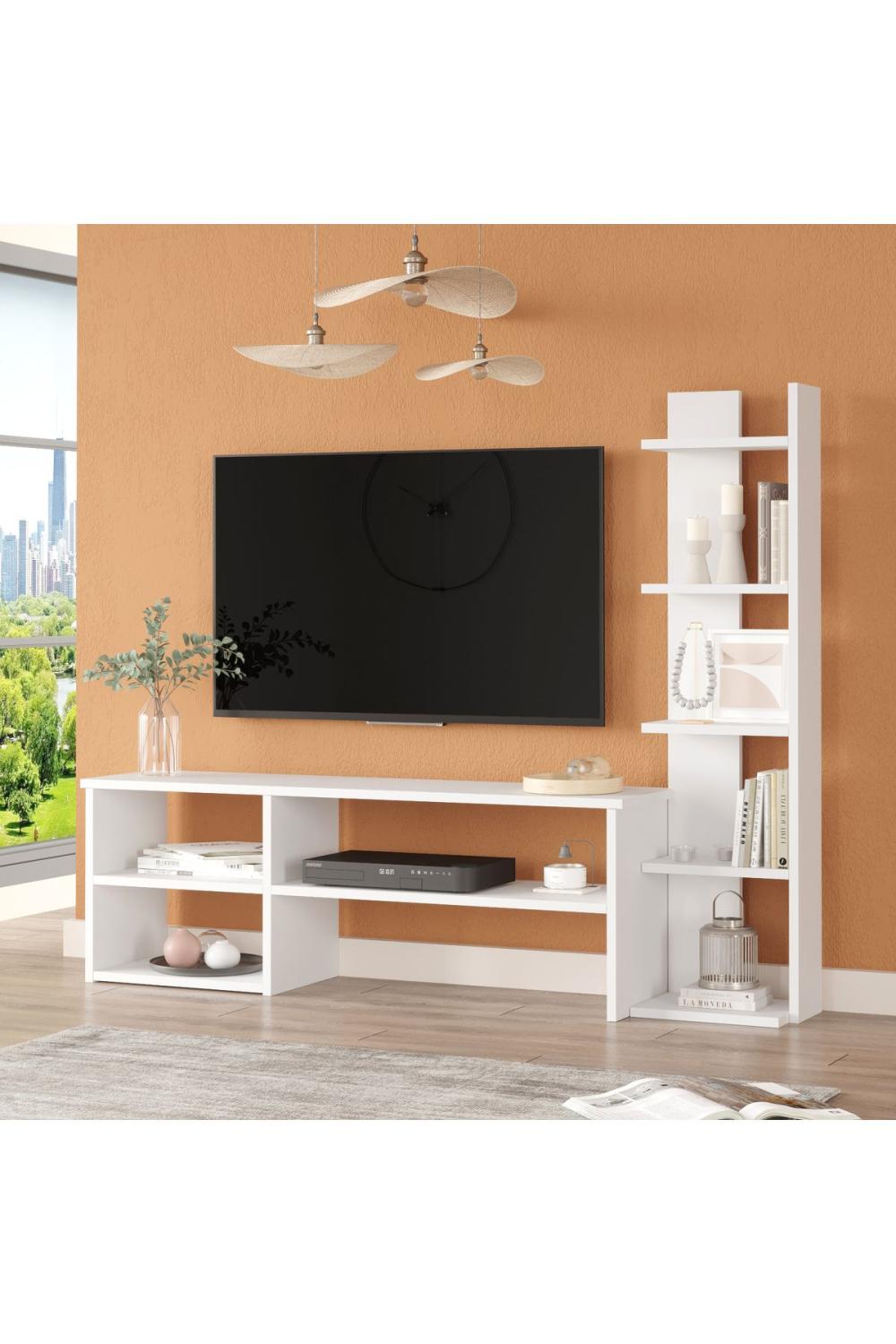 Dore Meuble TV Tv Table basse À étagères Blanc DOR2-W