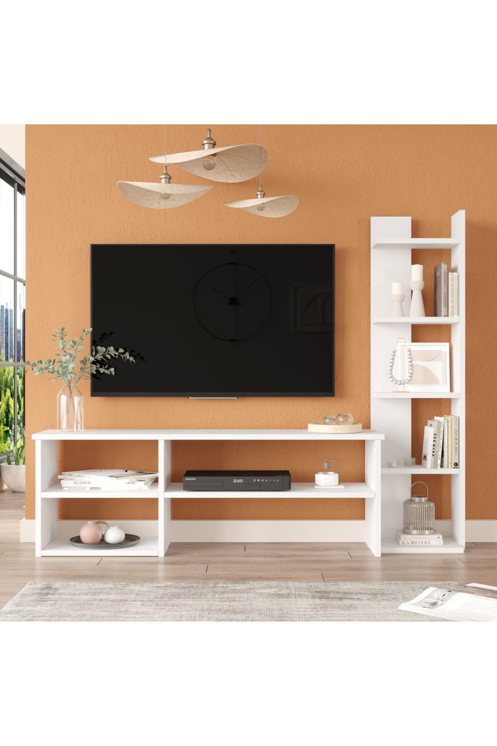 Dore Meuble TV Tv Table basse À étagères Blanc DOR2-W