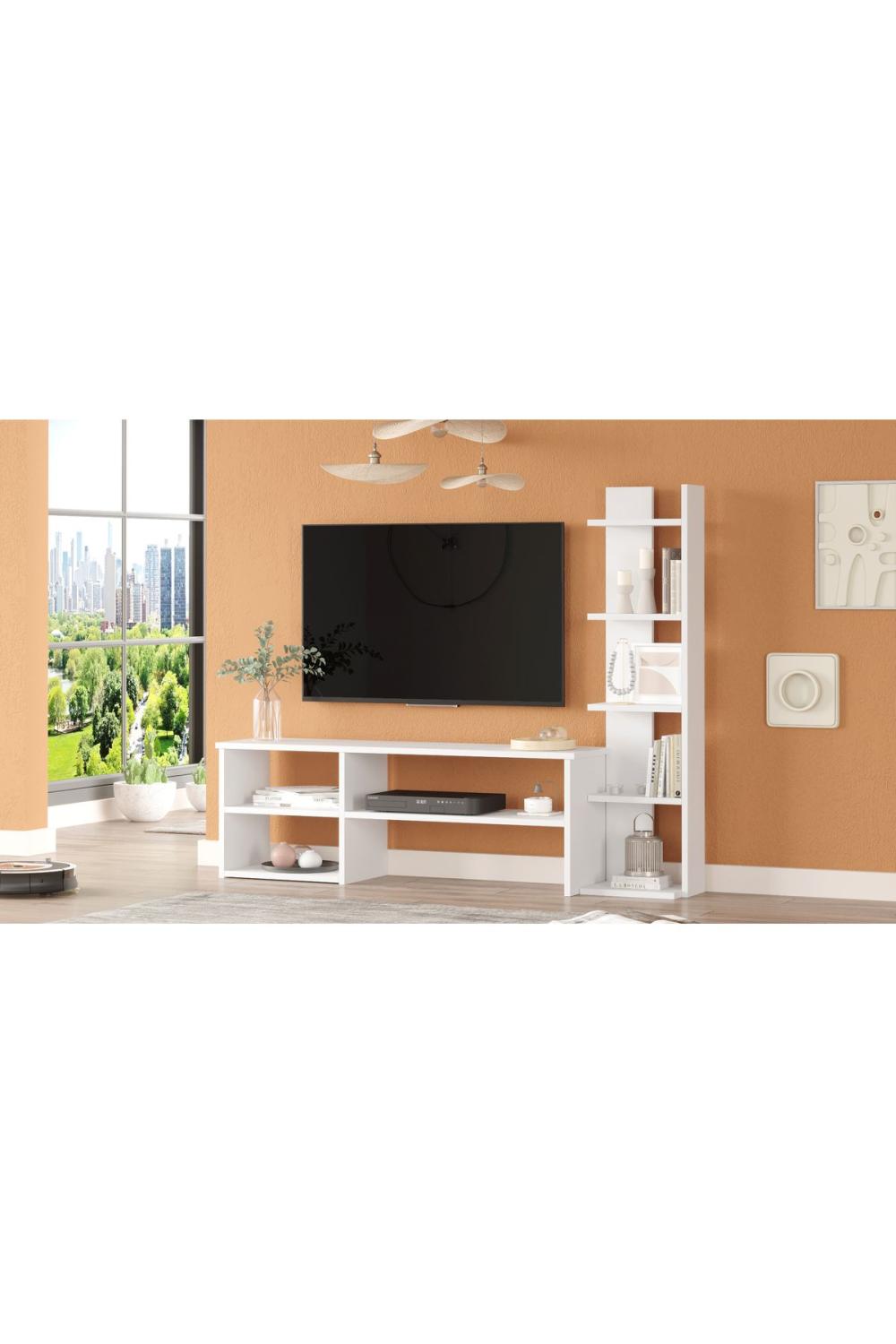 Dore Meuble TV Tv Table basse À étagères Blanc DOR2-W