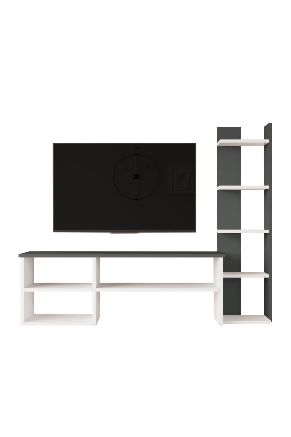 Dore Meuble TV Tv Table basse Kitaplıklı Blanc-Anthracite DOR2-WAN