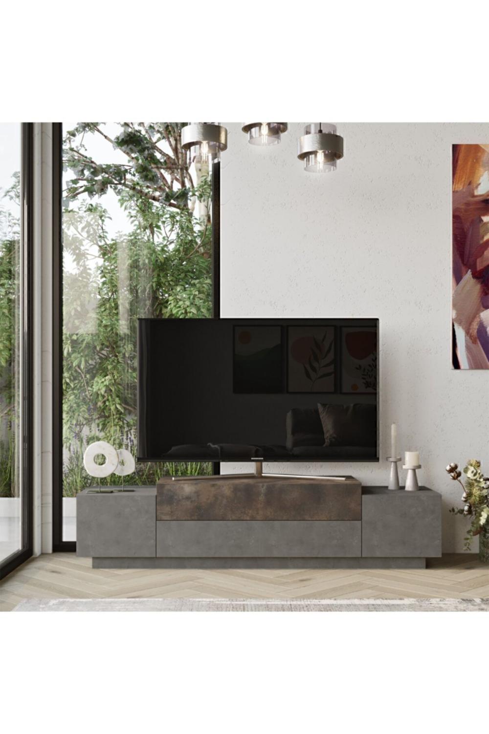 Dover Meuble TV 160cm Béton Tv Table basse bronz DOV1-GP