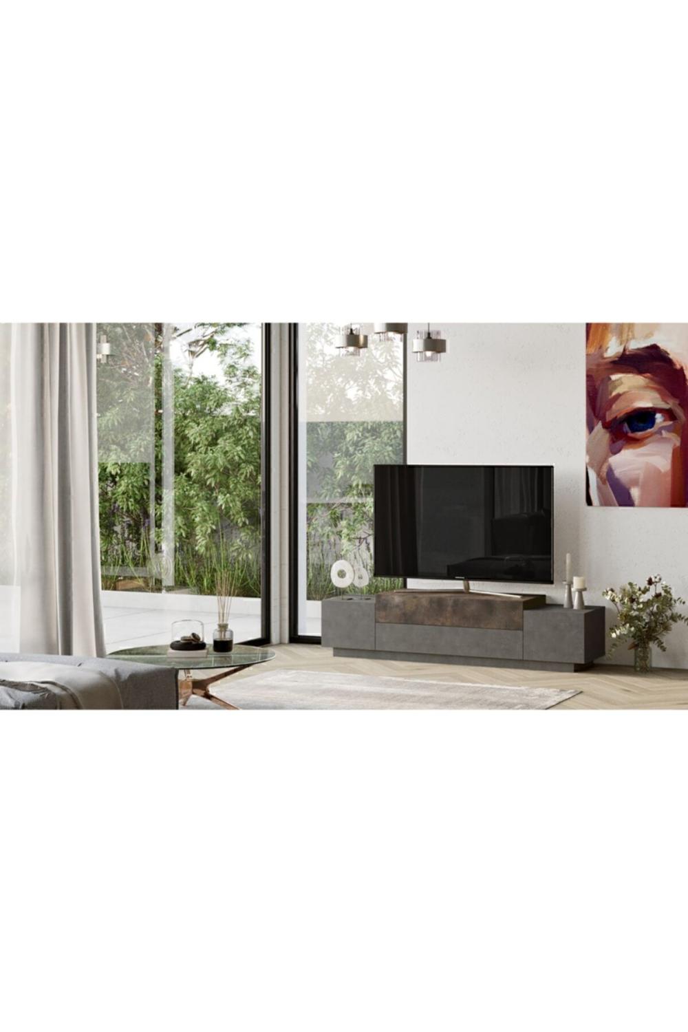Dover Meuble TV 160cm Béton Tv Table basse bronz DOV1-GP