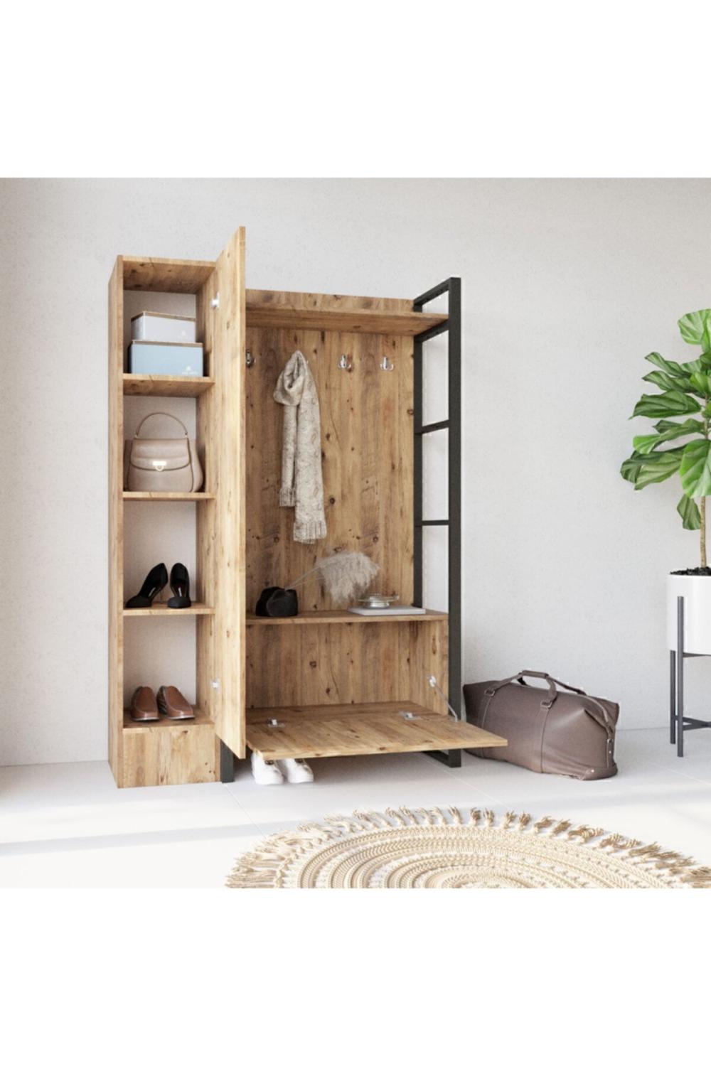 EL16 Elanor Métal Vestiaire Portemanteau Meuble à chaussures ELA16-A