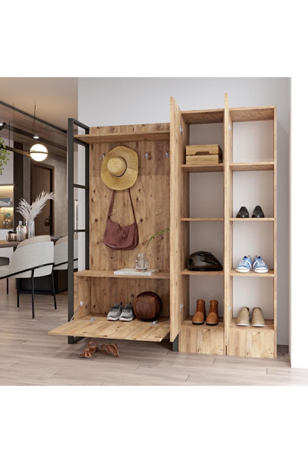 EL17 Elanor Métal Vestiaire Portemanteau Meuble à chaussures ELA17-A