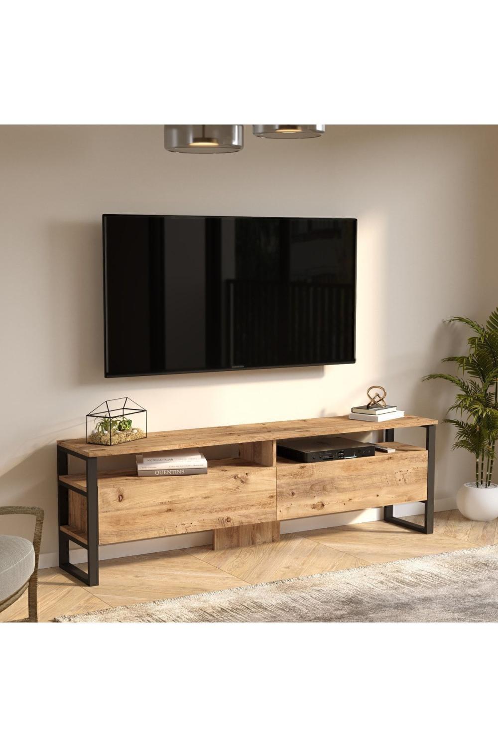 Meuble TV Elanor 180 cm avec Structure Métallique et 2 Portes – ELA19-A