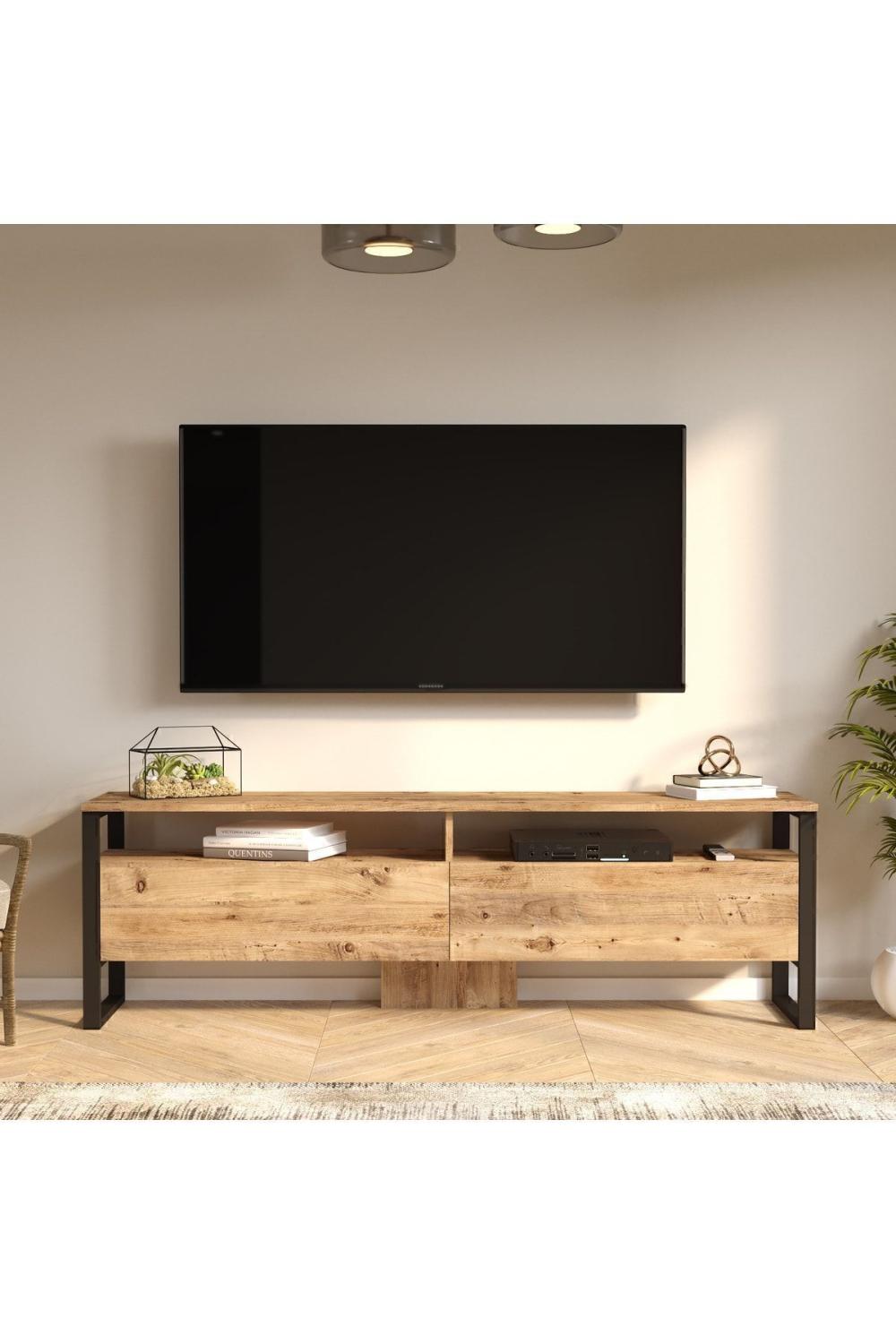 Meuble TV Elanor 180 cm avec Structure Métallique et 2 Portes – ELA19-A