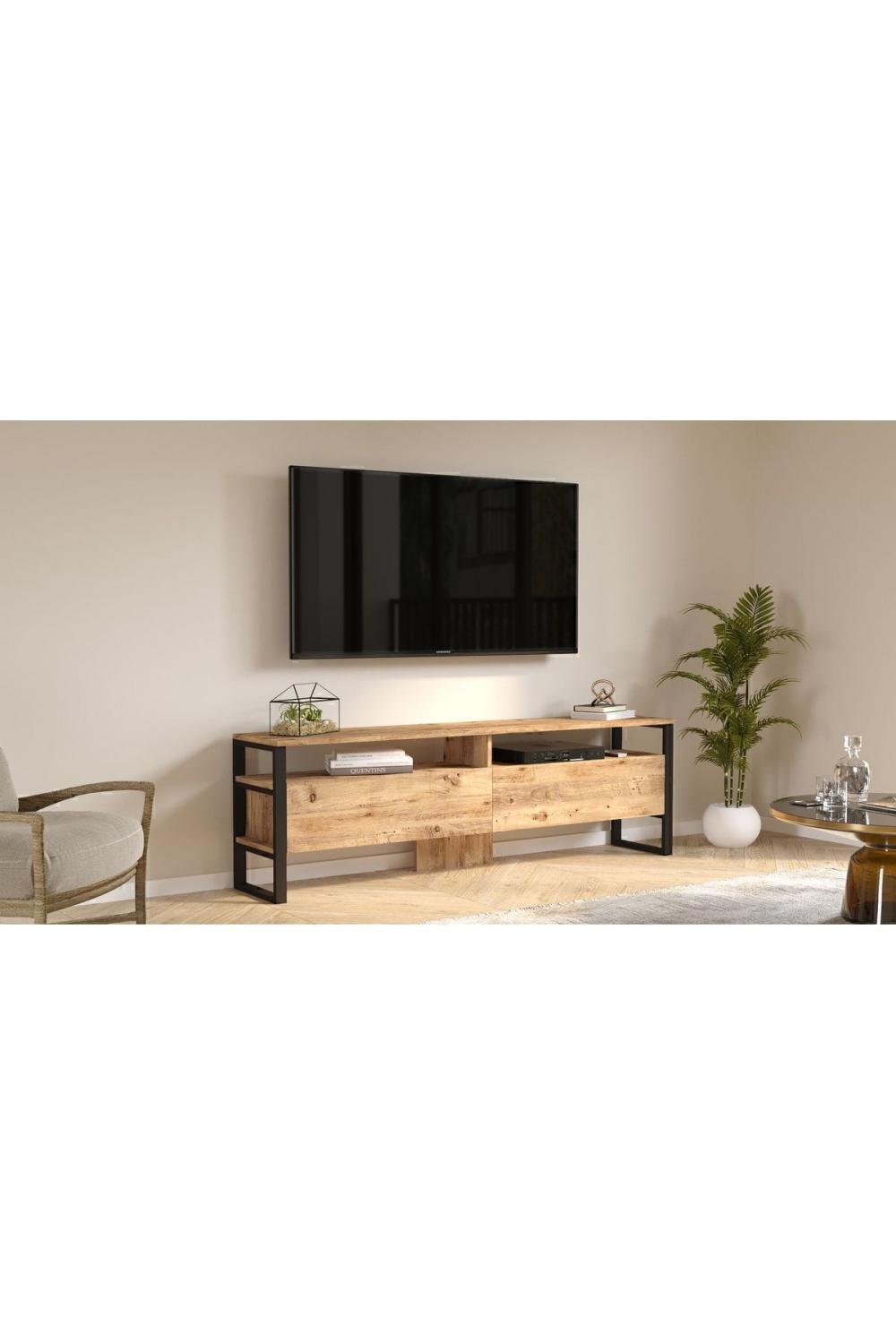 Meuble TV Elanor 180 cm avec Structure Métallique et 2 Portes – ELA19-A