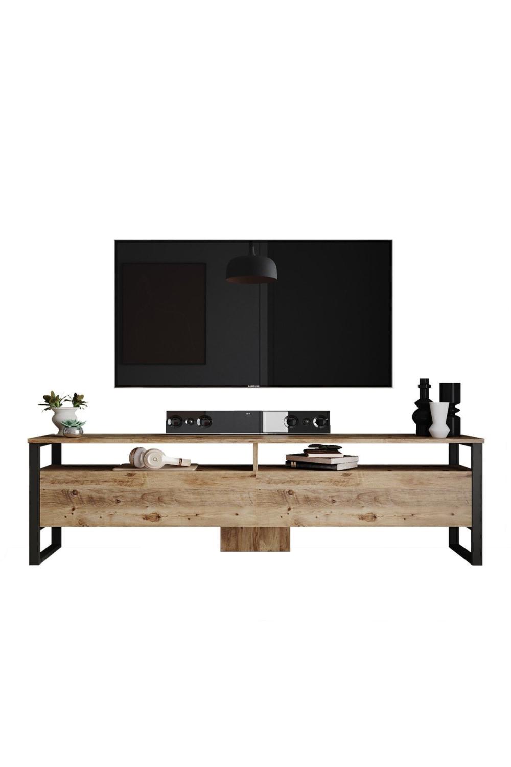 Meuble TV Elanor 180 cm avec Structure Métallique et 2 Portes – ELA19-A