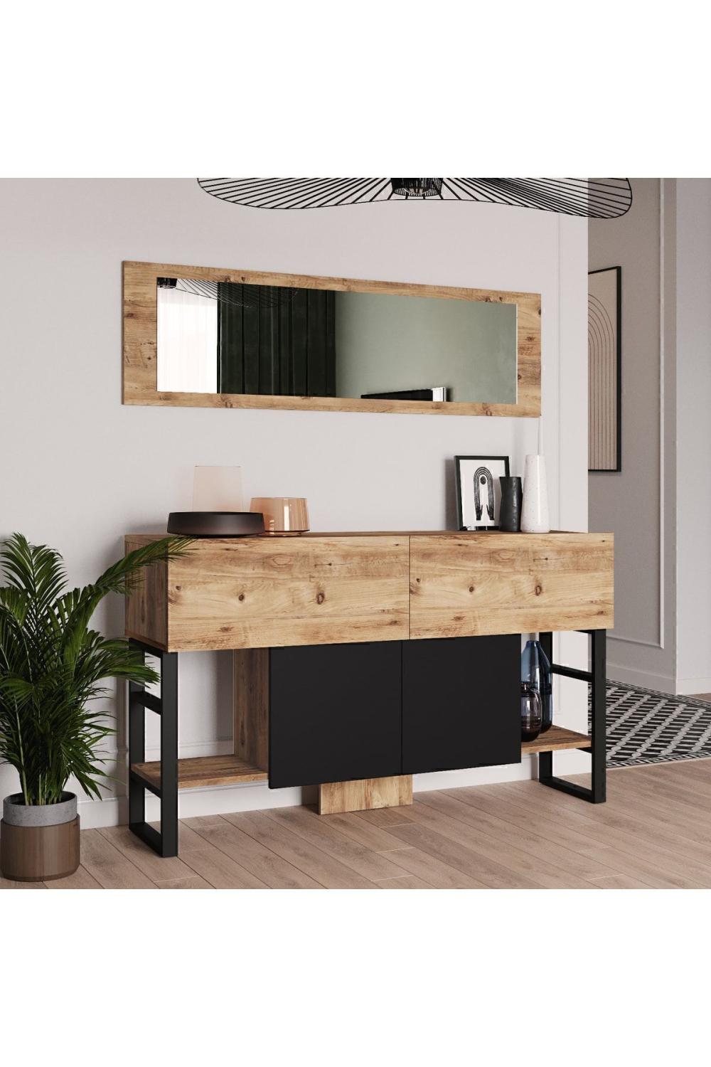 EL26 Elanor Métal 139cm Avec miroir Konsol 4 Avec portes ELA26-A