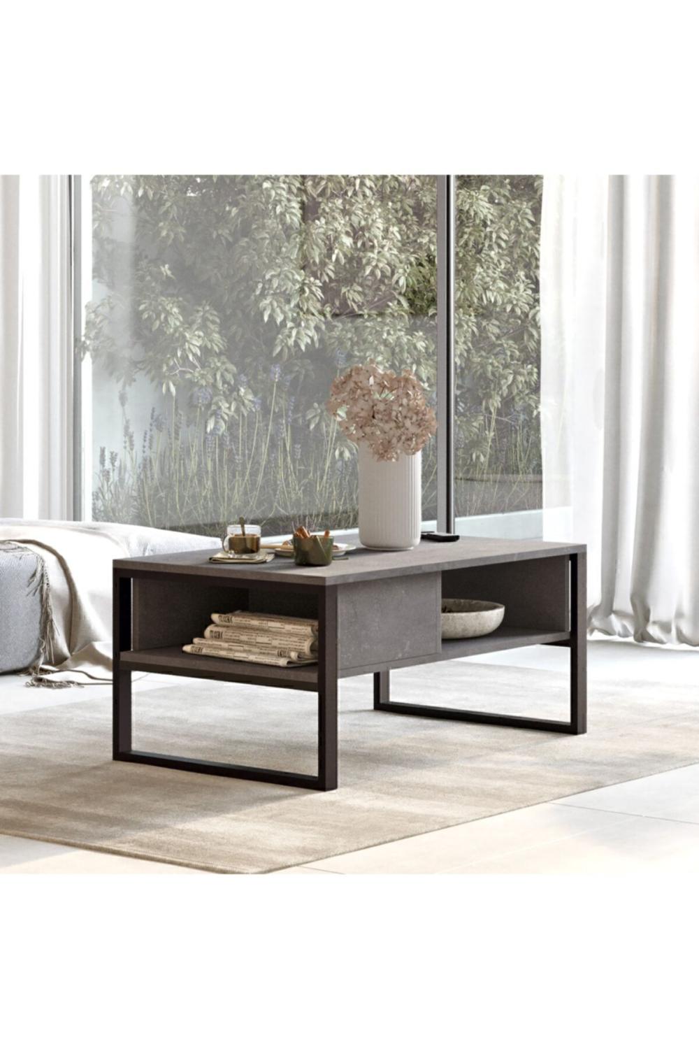 EL34 Elanor Métal Table basse À étagères Béton ELA34-RG