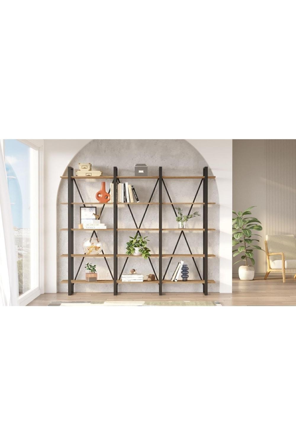 EL4 5 À étagères Elanor Métal Bibliothèque 220cm*34cm*180cm ELA4-A