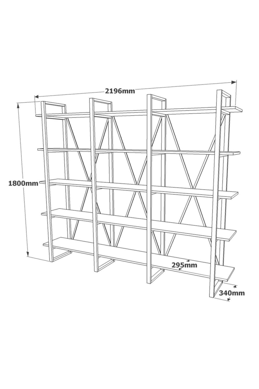 EL4 5 À étagères Elanor Métal Bibliothèque 220cm*34cm*180cm ELA4-A