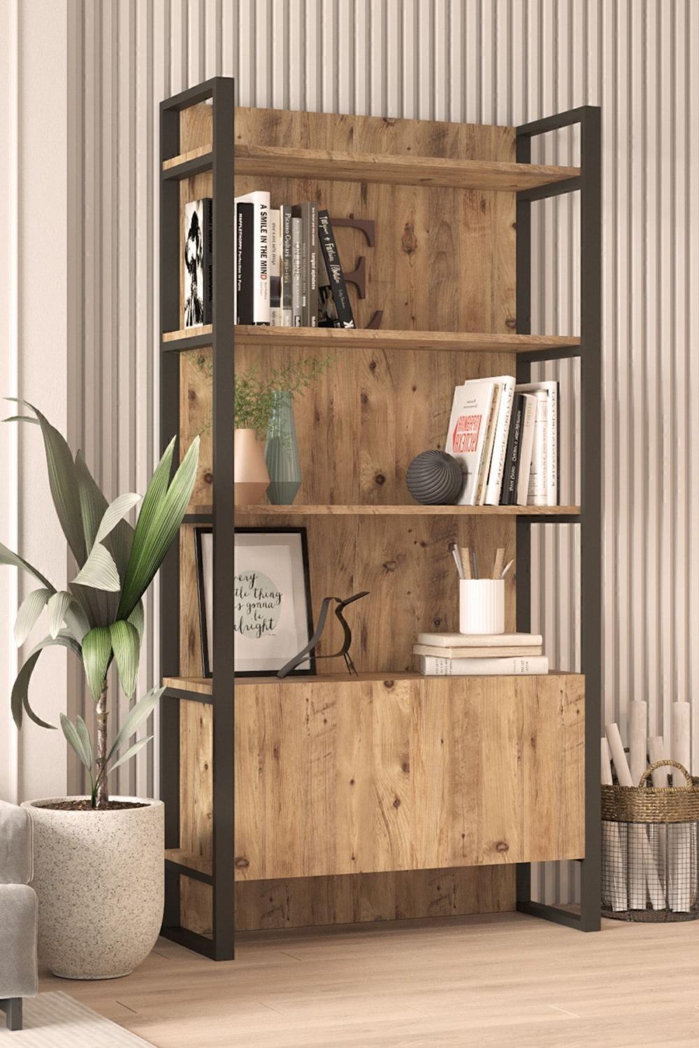EL6 Elanor Métal Aksamlı Bibliothèque Avec portes ELA6-A