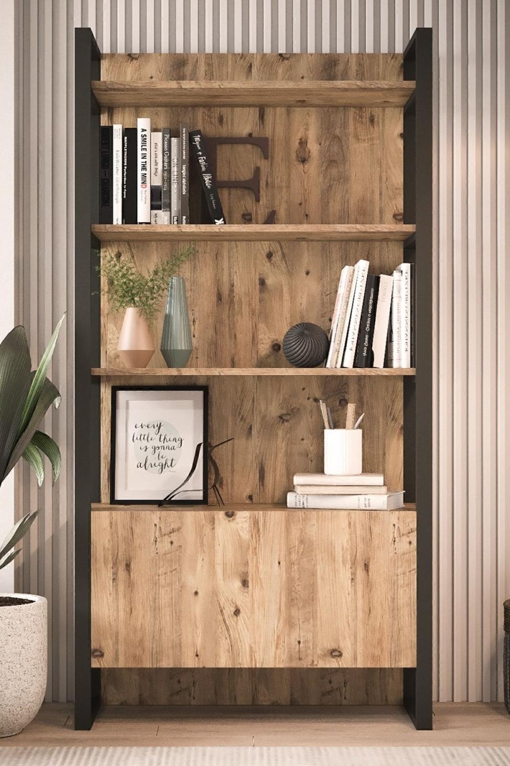 EL6 Elanor Métal Aksamlı Bibliothèque Avec portes ELA6-A