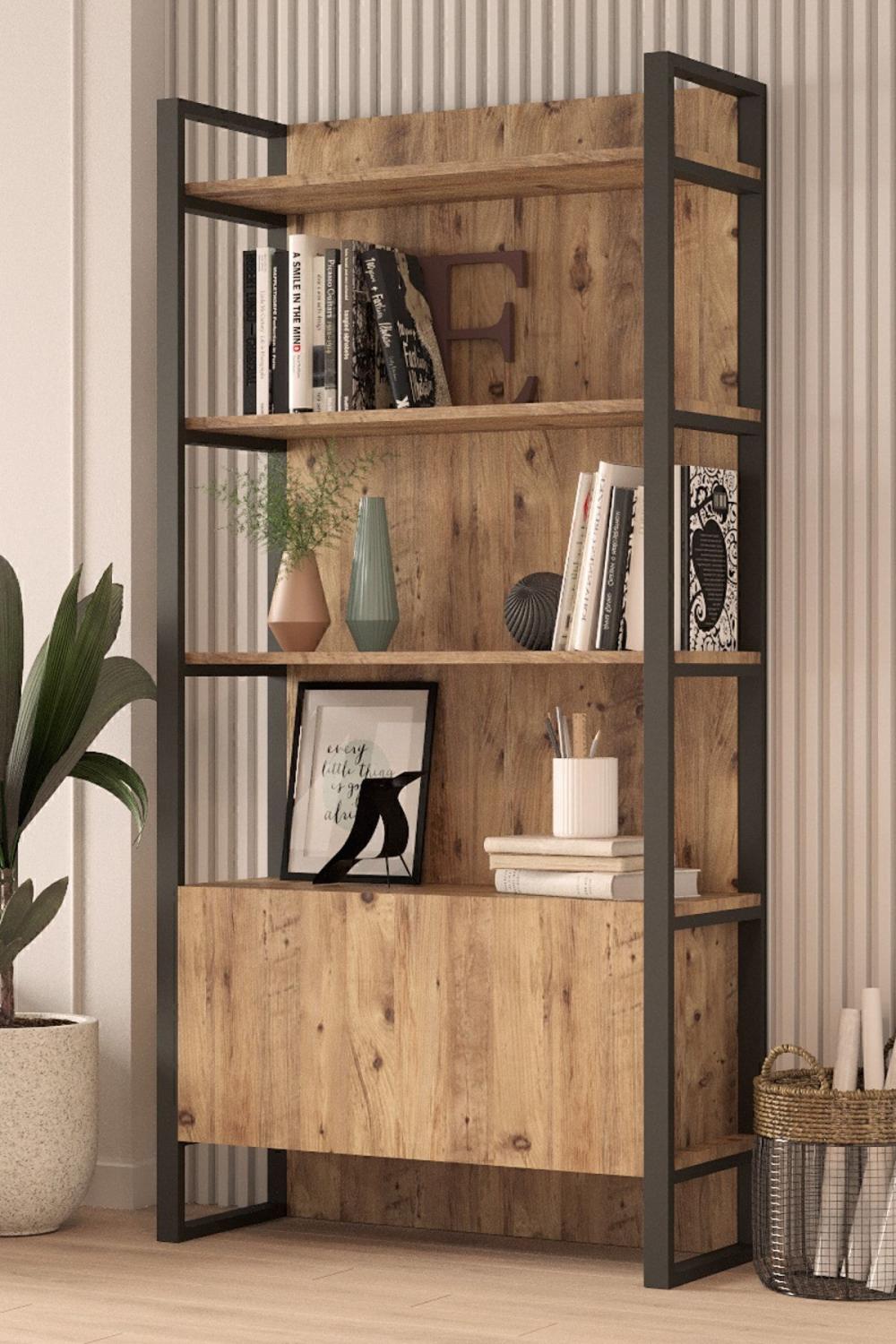 EL6 Elanor Métal Aksamlı Bibliothèque Avec portes ELA6-A