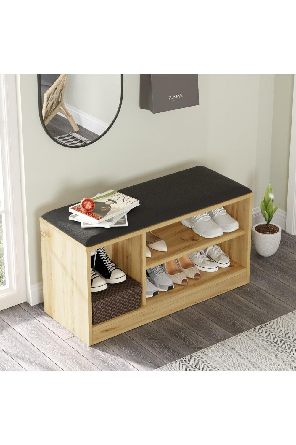 Elna Puflu Meuble à chaussures 90cm Keçe ELN1-KE