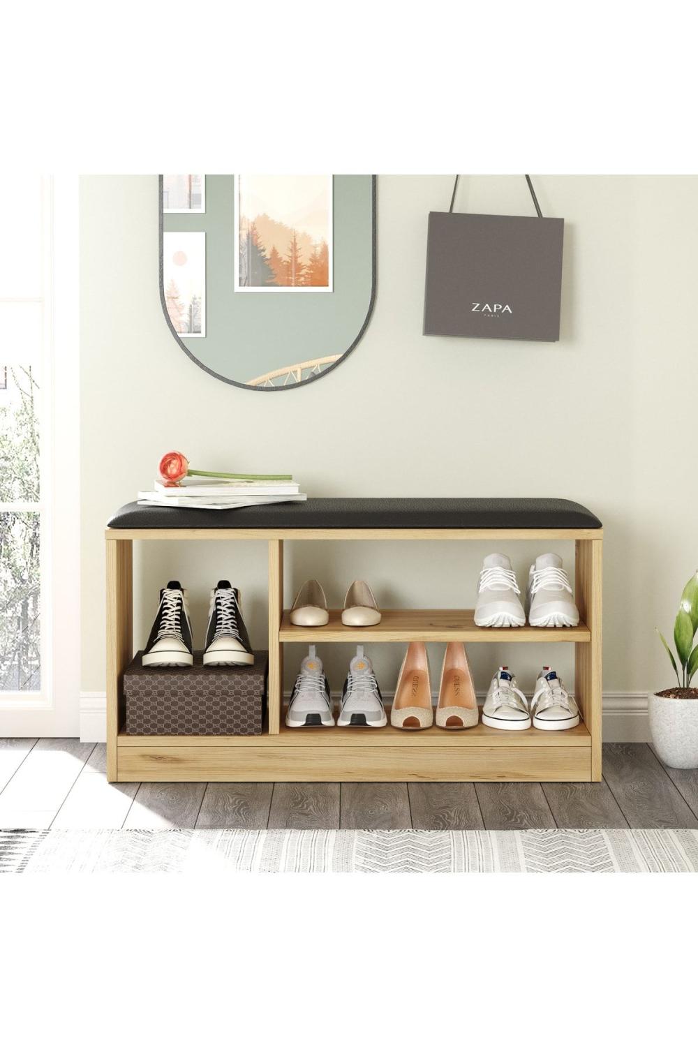 Elna Puflu Meuble à chaussures 90cm Keçe ELN1-KE