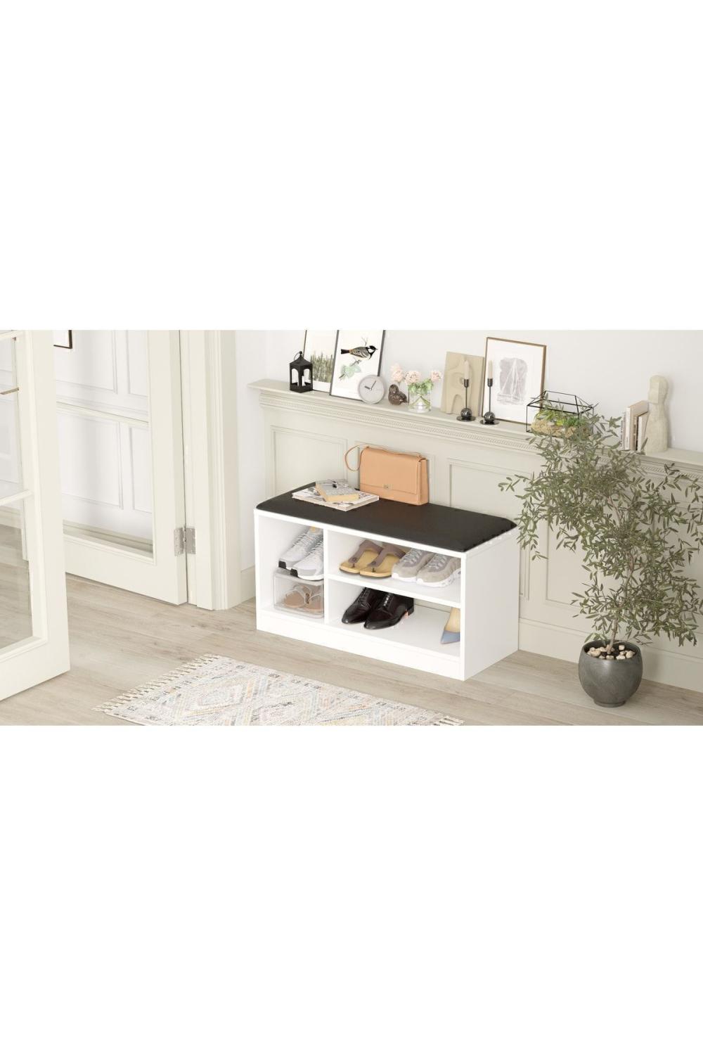 Elna Puflu Meuble à chaussures 90cm Blanc ELN1-W