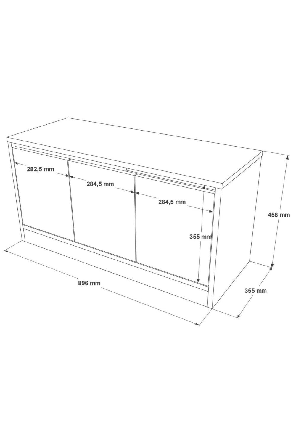 Meuble à Chaussures Elna avec Assise (Pouf), 3 Portes, 90 cm – Effet Feutre ELN2-KE