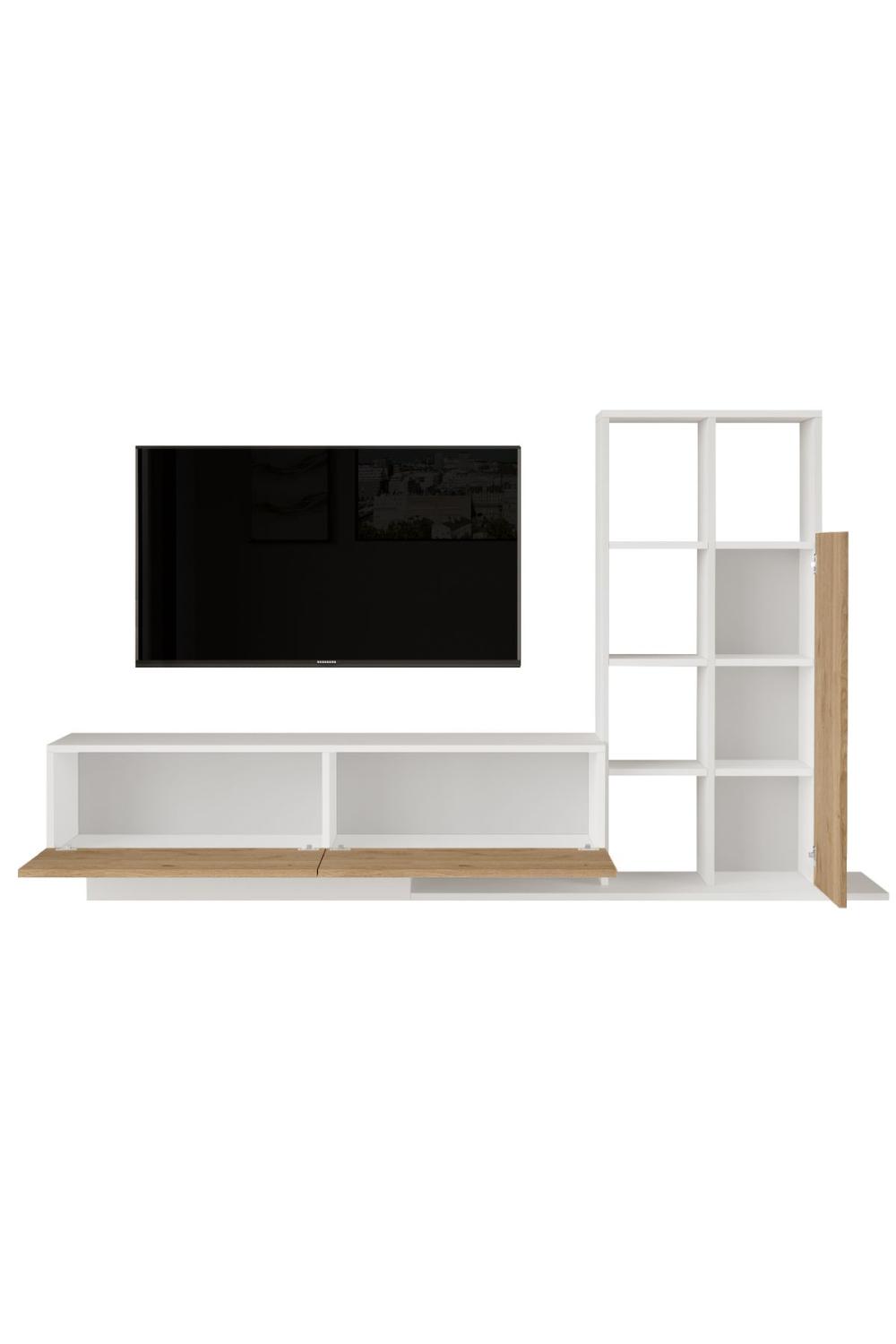 Forte Meuble TV Avec portes Bibliothèque Étagère Panier-Blanc FOR1-SW