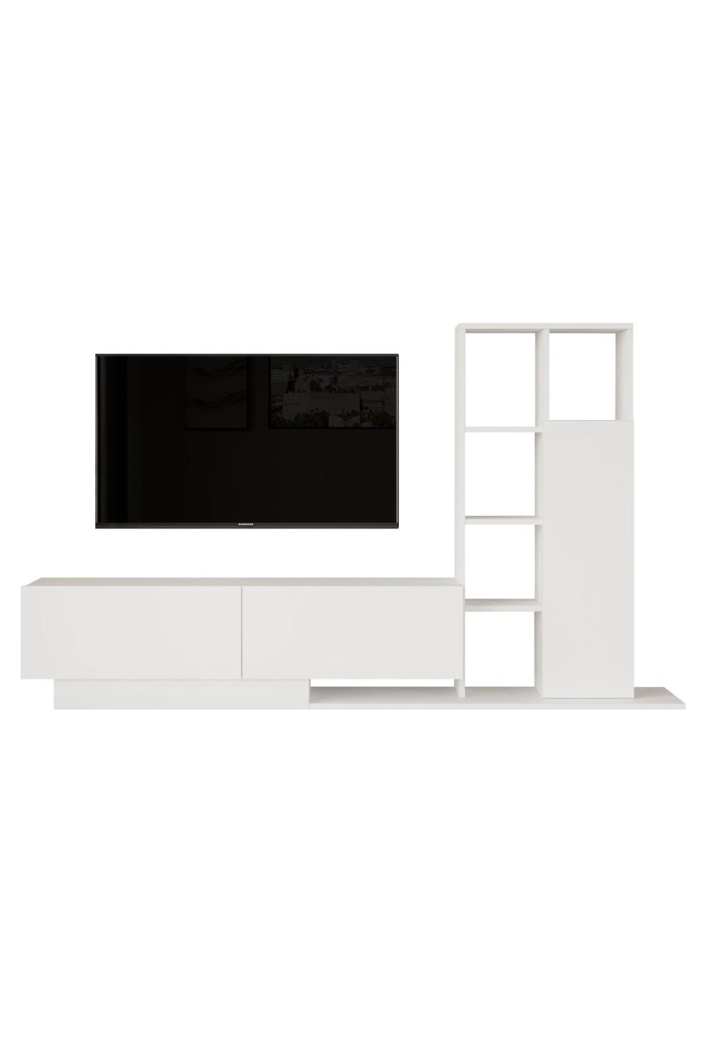 Forte Meuble TV Avec portes Bibliothèque Étagère Blanc FOR1-W