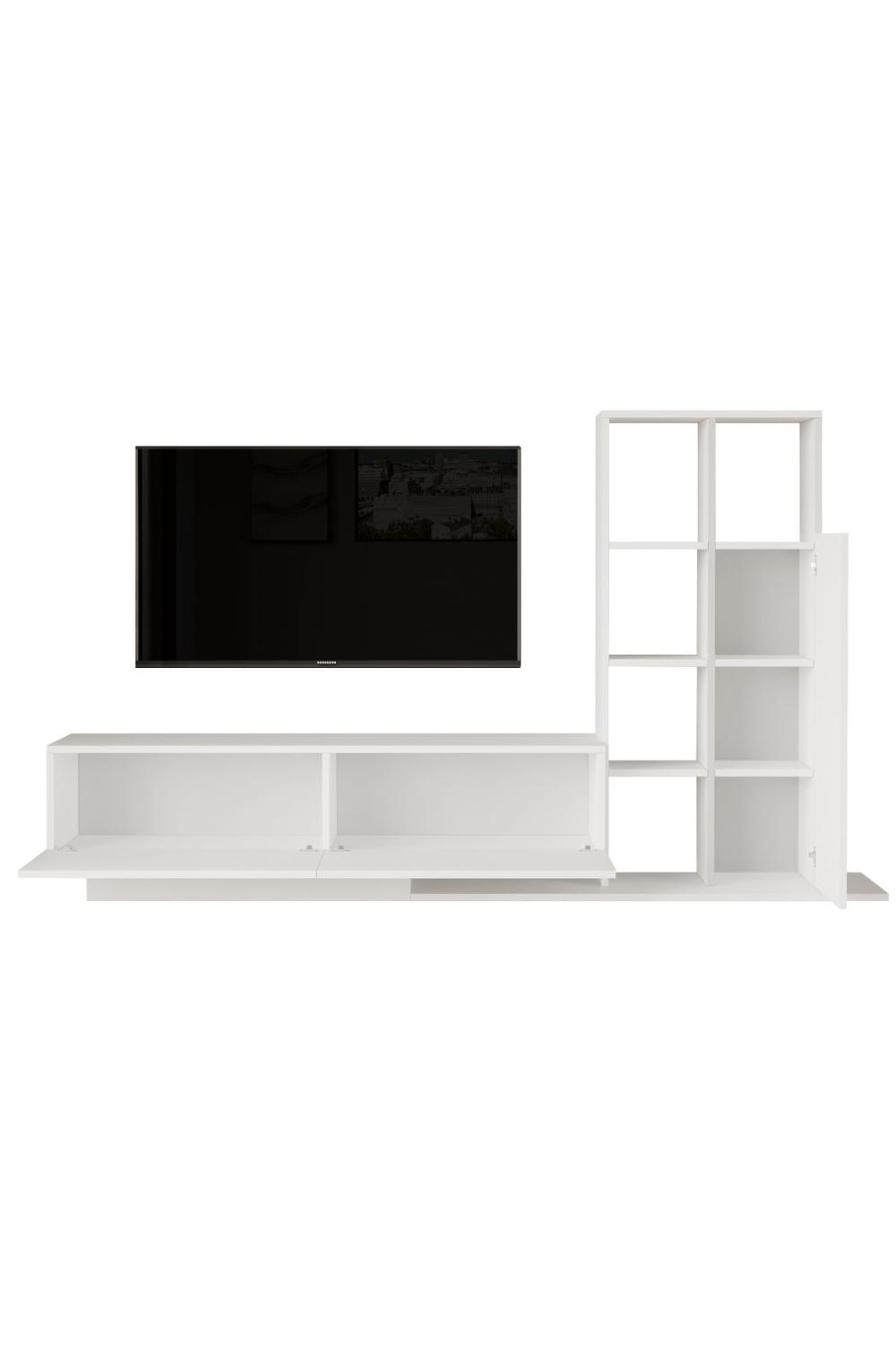 Forte Meuble TV Avec portes Bibliothèque Étagère Blanc FOR1-W