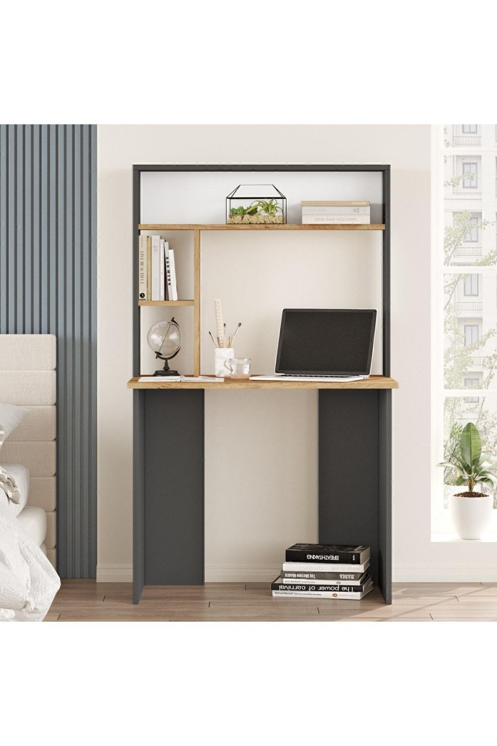 Hagen Bureau Bibliothèque Étagère Pin-Anthracite HAG2-AA