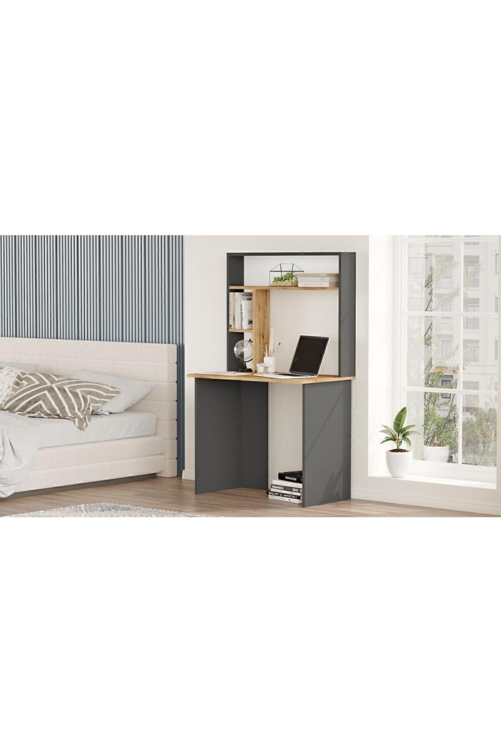 Hagen Bureau Bibliothèque Étagère Pin-Anthracite HAG2-AA