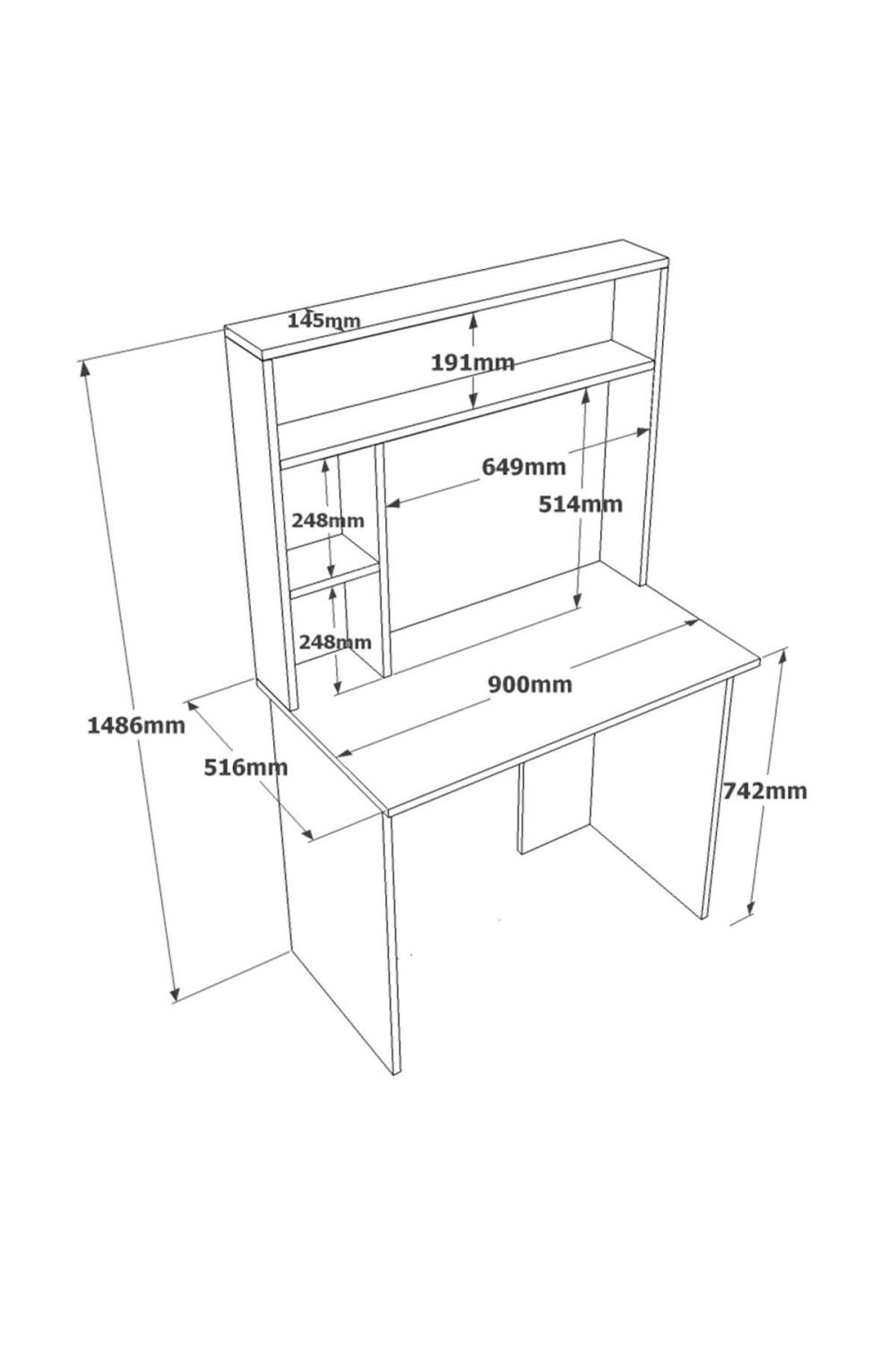 Hagen Bureau Bibliothèque Étagère Pin-Anthracite HAG2-AA