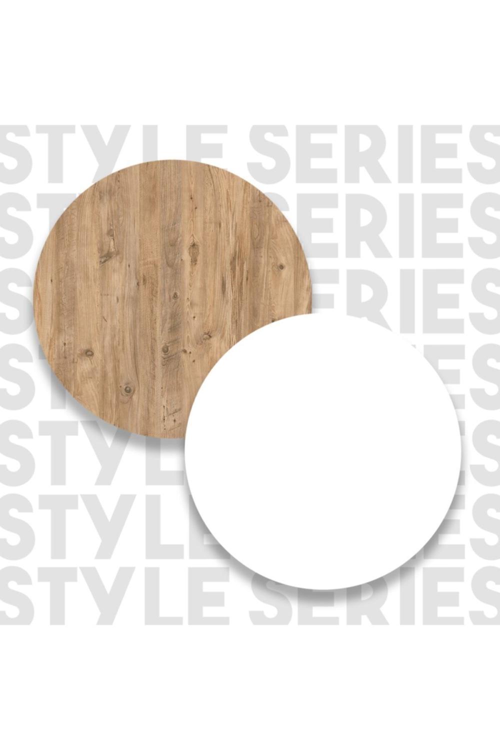 Table Haute Harwick 120 cm pour Cuisine / Salle à Manger – Pin Atlantique & Blanc HAR1-AW