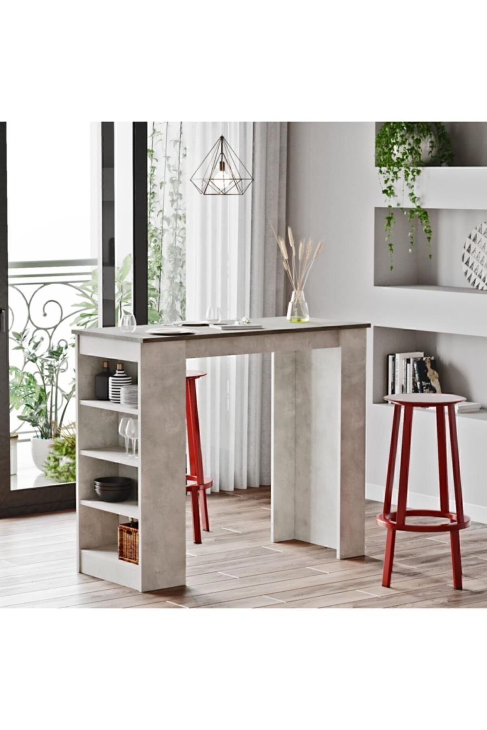 Harwick 120cm Bar Table Kitchen Yemek Table Concrete-taş HAR1-GT