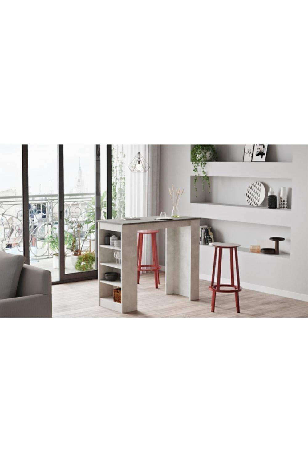 Harwick 120cm Bar Table Kitchen Yemek Table Concrete-taş HAR1-GT